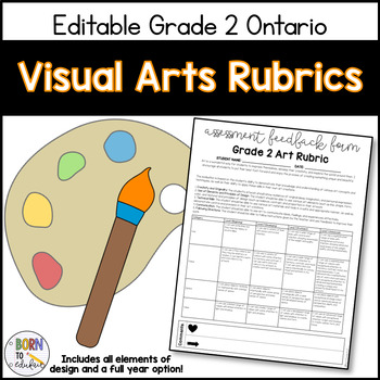 Preview of EDITABLE Grade 2 Ontario Visual Arts Rubrics
