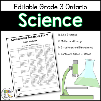 Preview of EDITABLE Grade 3 Ontario Science Rubrics