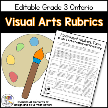 Preview of EDITABLE Grade 3 Visual Arts Rubrics