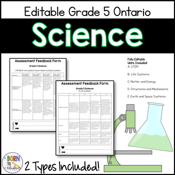 Preview of EDITABLE Grade 5 Ontario Science Rubrics