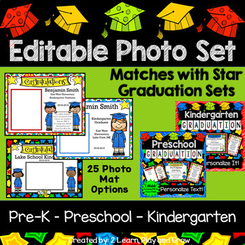 Preview of EDITABLE Graduation Photo Mats for Class or Individual Photos