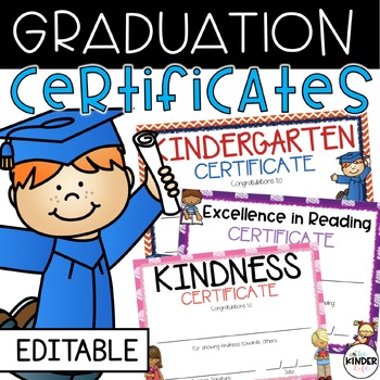 Preview of EDITABLE Graduation and Excellence in Subject & Character Certificates