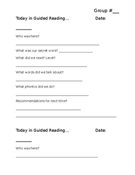 Preview of EDITABLE Guided Reading Daily Report FREEBIE