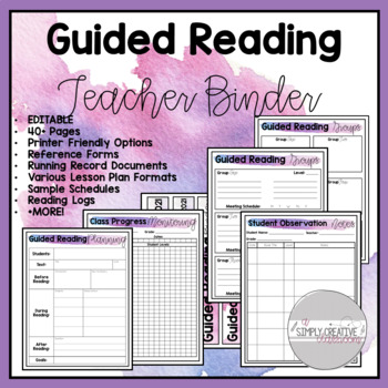 Preview of EDITABLE Guided Reading Teacher Binder!