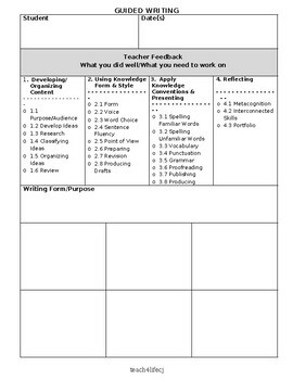 Preview of EDITABLE Guided Writing Assessment Tracker (Ontario Curriculum)