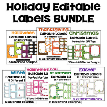 Preview of Editable Holiday Labels Bundle for Gifts and Decor