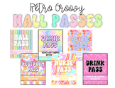 EDITABLE Hall Passes - Retro Groovy Y2k Print