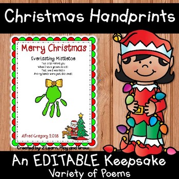 Preview of Christmas Handprint Poem Craft EDITABLE Parent Gift