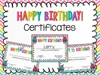 Preview of EDITABLE Happy Birthday and Half Birthday Certificates