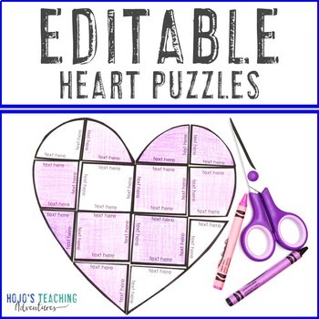 Preview of EDITABLE Heart Puzzle | Make a Mother's Day Card or Craft Activity