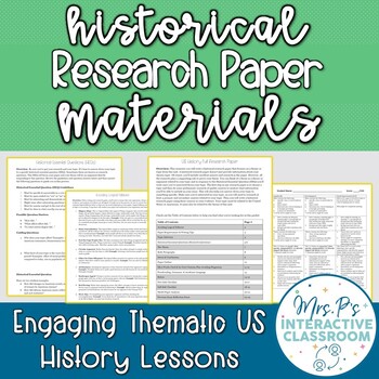 Preview of EDITABLE Historical Research Paper Materials for US History (Distance Learning!)