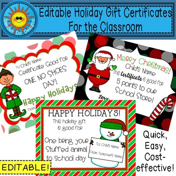 Preview of EDITABLE Holiday Gift Certificates