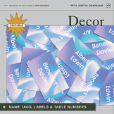 EDITABLE Holographic Pack Name Plates, Name Tags & Table N