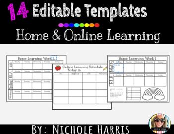 Preview of EDITABLE Home & Online Learning Templates 