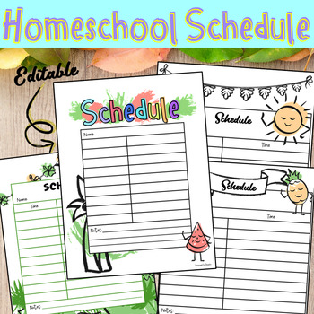 Preview of EDITABLE Homeschool Schedule Pack