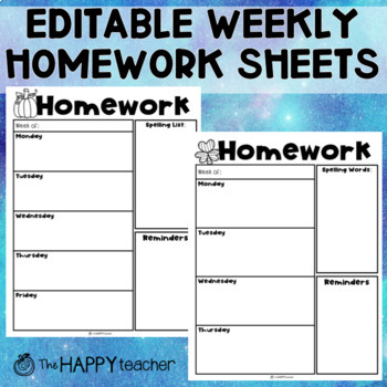 weekly homework sheet q1 7