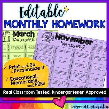 Preview of EDITABLE Homework Choice Boards . Ready to print  or add your own ideas, too!