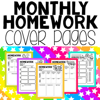 homework cover page for 2nd grade