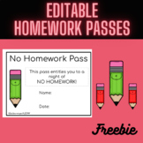 EDITABLE Homework Passes (Freebie)