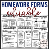 EDITABLE Homework Templates / Homework Forms