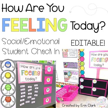 Preview of EDITABLE How Are You Feeling Today? Social/Emotional Student Check-In