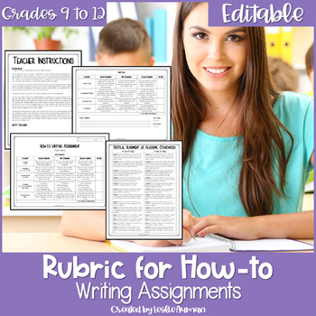 Preview of EDITABLE How-to Writing Rubric for High School