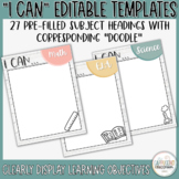 EDITABLE I Can Statements Learning Objective Posters Template