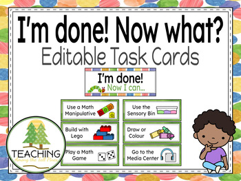 Preview of EDITABLE I'm Done! Now what? Task Cards - Eric Carle Inspired Decor