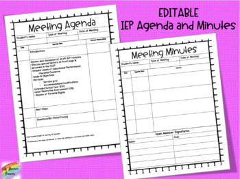 Preview of IEP Meeting Agenda and Minutes *EDITABLE*