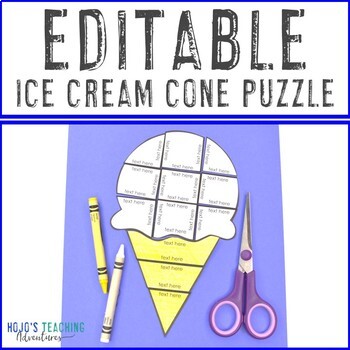 Preview of EDITABLE Ice Cream Cone Craft Template: Use for End of School Year or Summer FUN