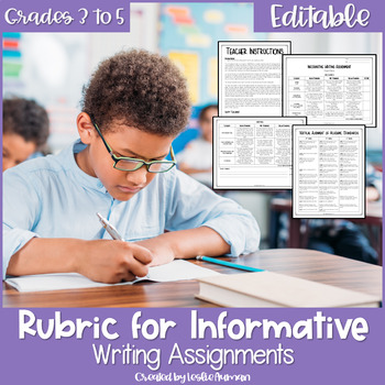 Preview of EDITABLE Informative Writing Rubric for Upper Elementary