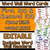 EDITABLE Interactive Word Wall Word Cards 1st & 2nd 100 Wo