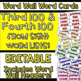 EDITABLE Interactive Word Wall Word Cards Third and Fourth