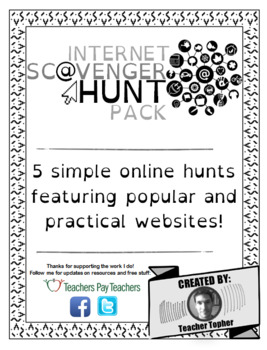 Preview of Basic Internet Skills Scavenger Hunts (EDITABLE webquest)