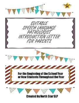 Preview of EDITABLE Introduction Letter to Parents for Speech Language Pathologists