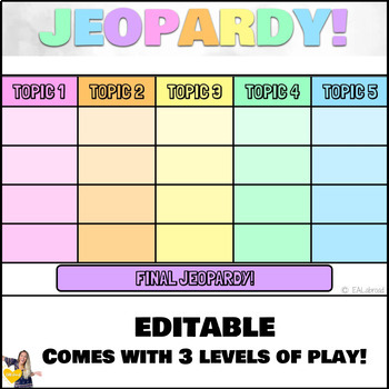 Preview of EDITABLE Jeopardy Game