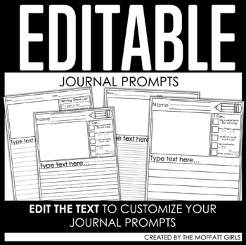 Preview of EDITABLE Journal Prompts