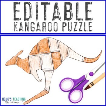 Preview of EDITABLE Kangaroo Craft Puzzle | Make an Australian Animals Game or Activity