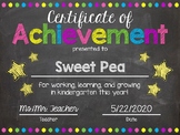 EDITABLE Kindergarten End of the Year Certificate of Achie