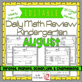 Math Morning Work Kindergarten August Editable, Spiral Rev