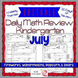 Math Morning Work Kindergarten July Editable, Spiral Revie