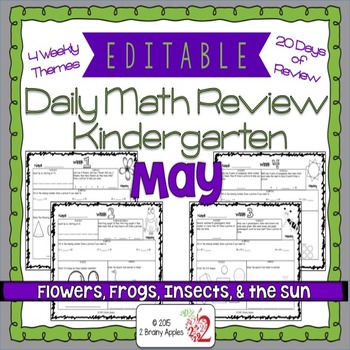 Preview of Math Morning Work Kindergarten May Editable, Spiral Review, Distance Learning