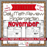 Math Morning Work Kindergarten November Editable, Spiral R
