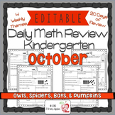 Math Morning Work Kindergarten October Editable, Spiral Re