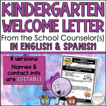 Preview of Meet the Counselor Editable Kindergarten Welcome Letter in English & Spanish