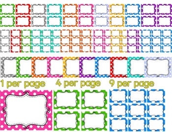 EDITABLE LABELS IN 2 STYLES, 10 COLORS AND 3 SIZES (POLKA DOTS) | TPT