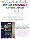 EDITABLE LIBRARY BOOK BIN LABELS-WHITE/BRIGHTS EDITION