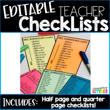Preview of EDITABLE CHECKLISTS!