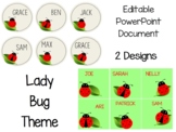 EDITABLE Lady Bug Student Name Tags/Labels