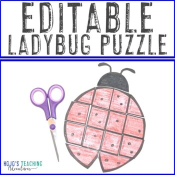 Preview of EDITABLE Ladybug Puzzle Craft Activity: Life Cycle, Decor, or Grouchy Supplement